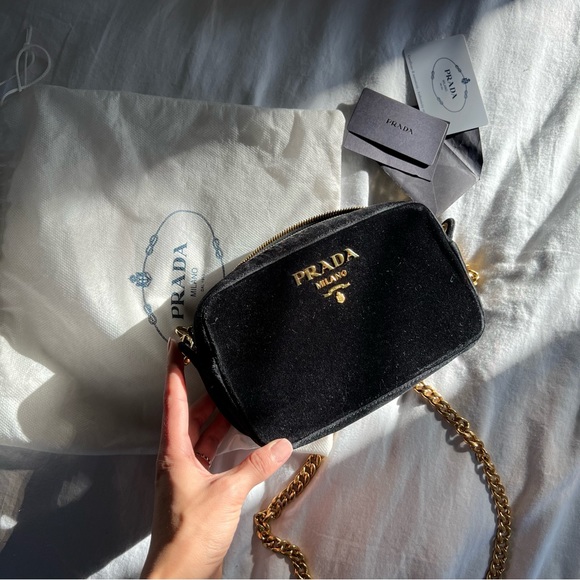 AUTHENTIC Prada Velluto Velvet with Chain Handbag - Picture 1 of 10